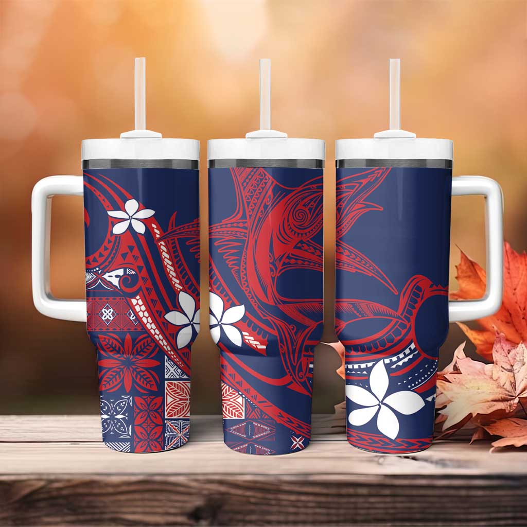 Samoa Manuia le Aso Tuto'atasi Tumbler With Handle Siapo Mamanu Mix Tatau Marlin - Flag Color