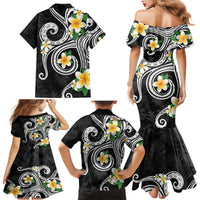 Kanaka Maoli Hawaii Plumeria Family Matching Mermaid Dress and Hawaiian Shirt Dancing Tentacles Black Style LT7 - Polynesian Pride