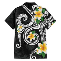 Kanaka Maoli Hawaii Plumeria Family Matching Off Shoulder Short Dress and Hawaiian Shirt Dancing Tentacles Black Style LT7 - Polynesian Pride