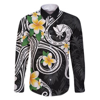 Kanaka Maoli Hawaii Plumeria Family Matching Short Sleeve Bodycon Dress and Hawaiian Shirt Dancing Tentacles Black Style LT7 Dad's Shirt - Long Sleeve Black - Polynesian Pride