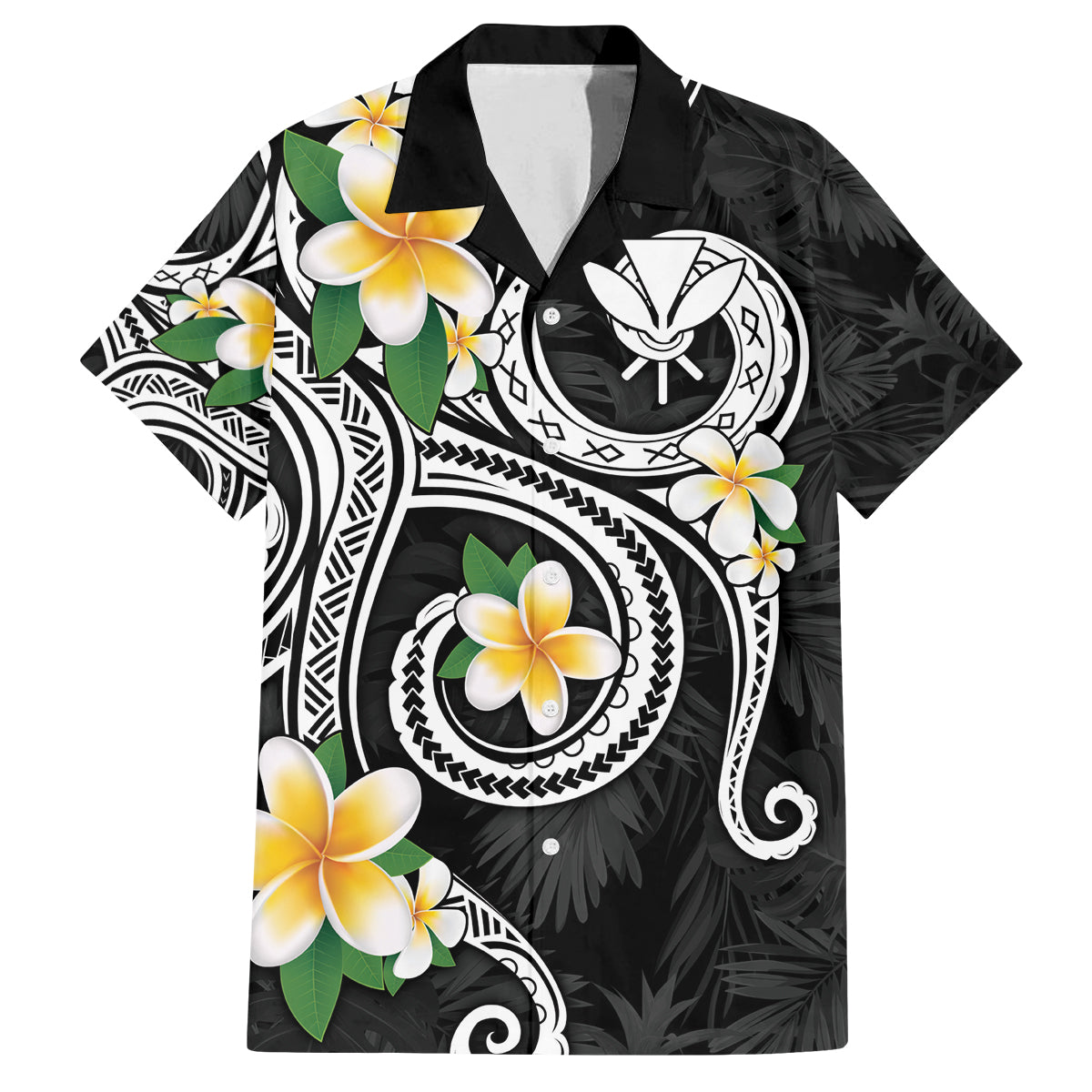 Kanaka Maoli Hawaii Plumeria Family Matching Summer Maxi Dress and Hawaiian Shirt Dancing Tentacles Black Style LT7 Dad's Shirt - Short Sleeve Black - Polynesian Pride