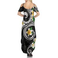 Kanaka Maoli Hawaii Plumeria Family Matching Summer Maxi Dress and Hawaiian Shirt Dancing Tentacles Black Style LT7 - Polynesian Pride