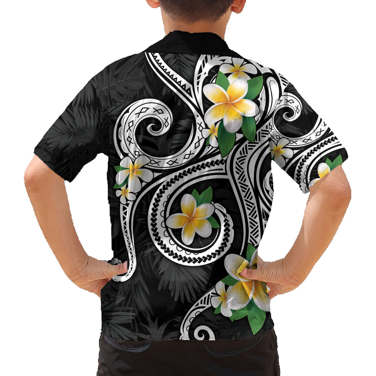 Kanaka Maoli Hawaii Plumeria Family Matching Tank Maxi Dress and Hawaiian Shirt Dancing Tentacles Black Style LT7 - Polynesian Pride