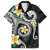 Kanaka Maoli Hawaii Plumeria Family Matching Tank Maxi Dress and Hawaiian Shirt Dancing Tentacles Black Style LT7 Dad's Shirt - Short Sleeve Black - Polynesian Pride