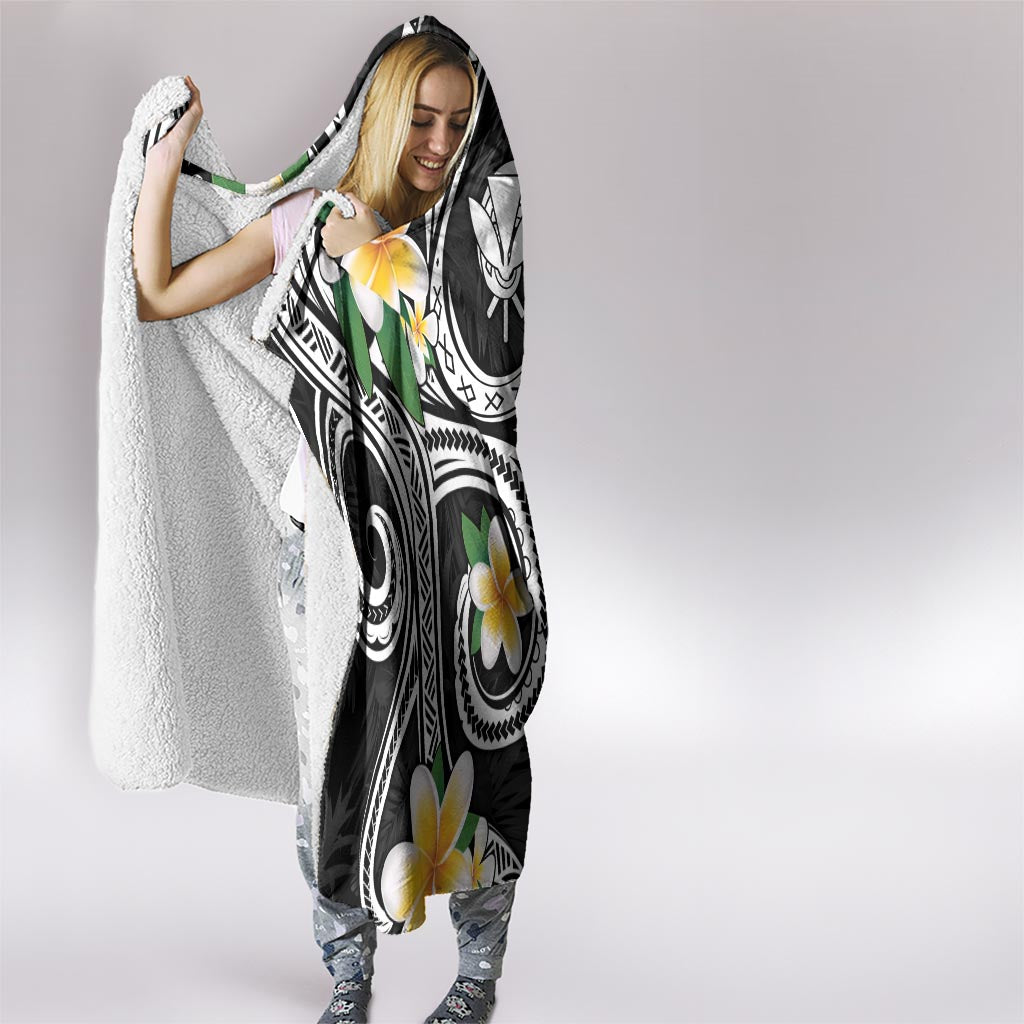 Kanaka Maoli Hawaii Plumeria Hooded Blanket Dancing Tentacles Black Style LT7 - Polynesian Pride
