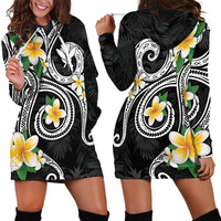 Kanaka Maoli Hawaii Plumeria Hoodie Dress Dancing Tentacles Black Style LT7 - Polynesian Pride