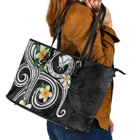 Kanaka Maoli Hawaii Plumeria Leather Tote Bag Dancing Tentacles Black Style LT7 - Polynesian Pride