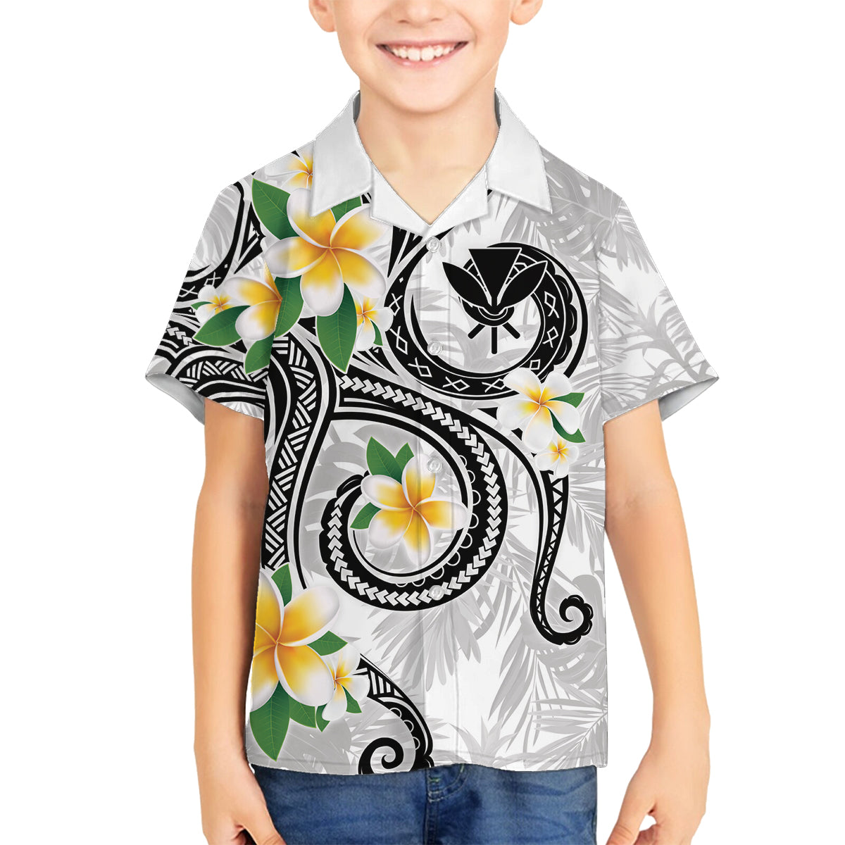 Kanaka Maoli Hawaii Plumeria Family Matching Long Sleeve Bodycon Dress and Hawaiian Shirt Dancing Tentacles White Style LT7 Son's Shirt White - Polynesian Pride