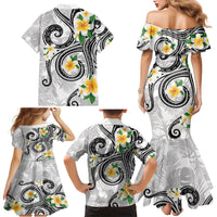 Kanaka Maoli Hawaii Plumeria Family Matching Mermaid Dress and Hawaiian Shirt Dancing Tentacles White Style LT7 - Polynesian Pride