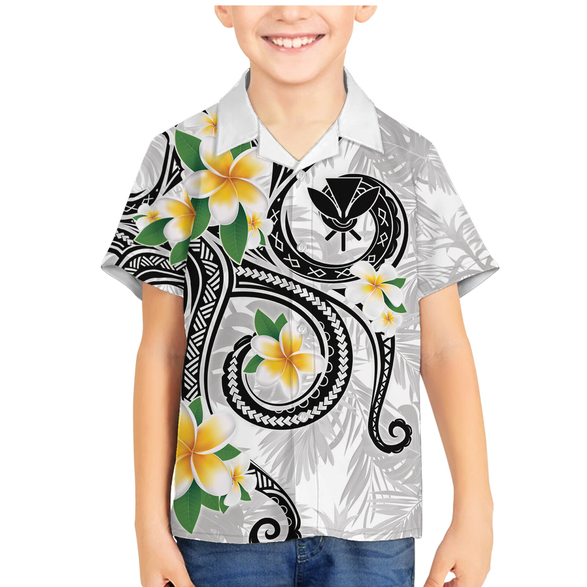 Kanaka Maoli Hawaii Plumeria Family Matching Mermaid Dress and Hawaiian Shirt Dancing Tentacles White Style LT7 Son's Shirt White - Polynesian Pride