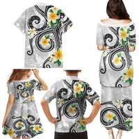 Kanaka Maoli Hawaii Plumeria Family Matching Puletasi and Hawaiian Shirt Dancing Tentacles White Style LT7 - Polynesian Pride
