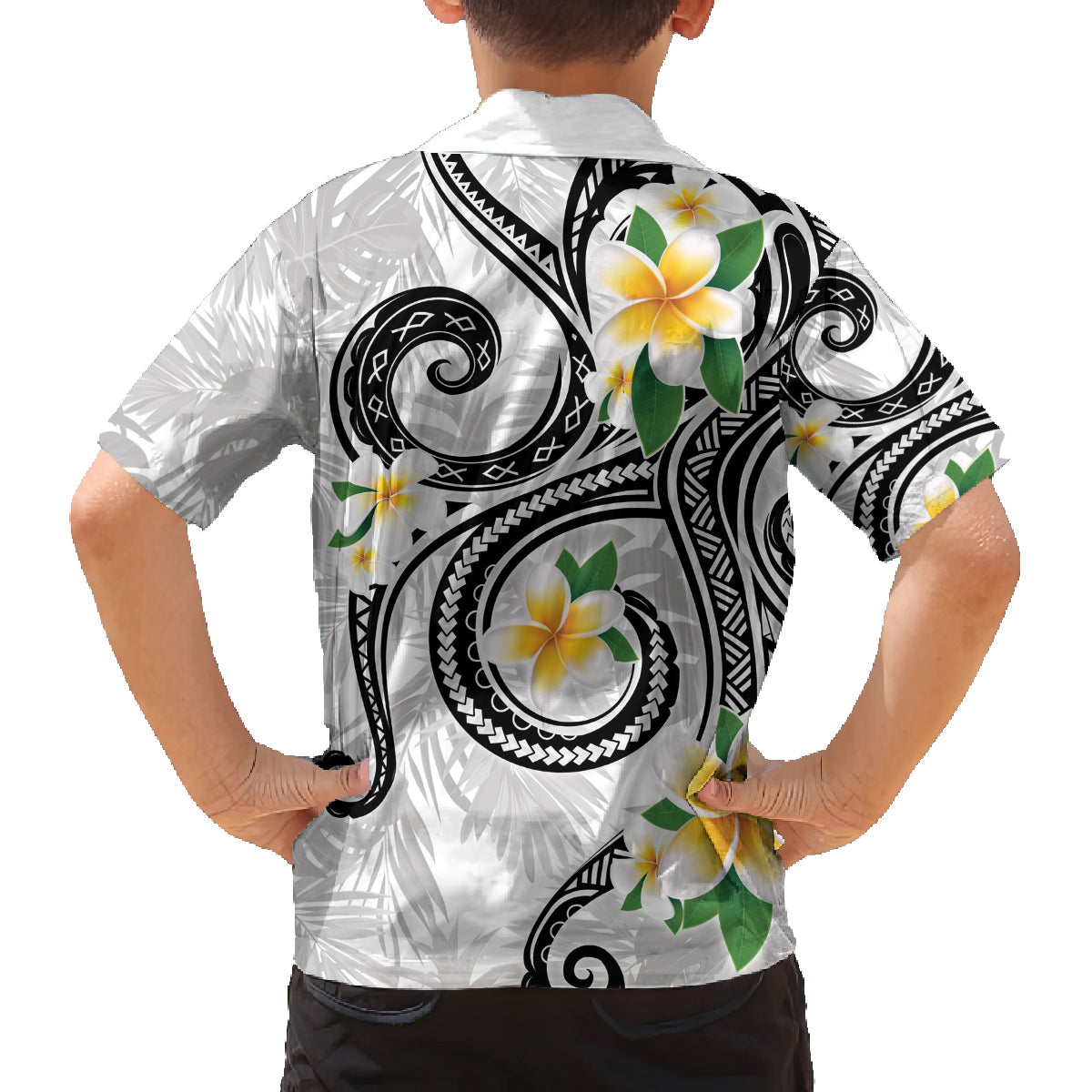 Kanaka Maoli Hawaii Plumeria Family Matching Summer Maxi Dress and Hawaiian Shirt Dancing Tentacles White Style LT7 - Polynesian Pride