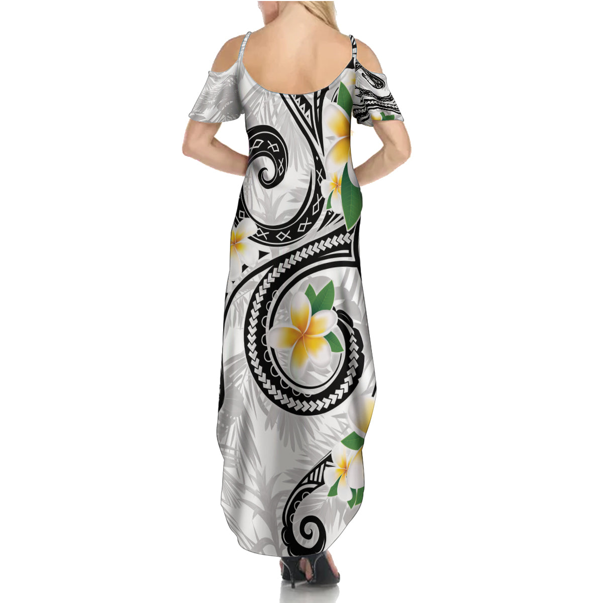 Kanaka Maoli Hawaii Plumeria Family Matching Summer Maxi Dress and Hawaiian Shirt Dancing Tentacles White Style LT7 - Polynesian Pride