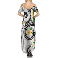 Kanaka Maoli Hawaii Plumeria Family Matching Summer Maxi Dress and Hawaiian Shirt Dancing Tentacles White Style LT7 - Polynesian Pride