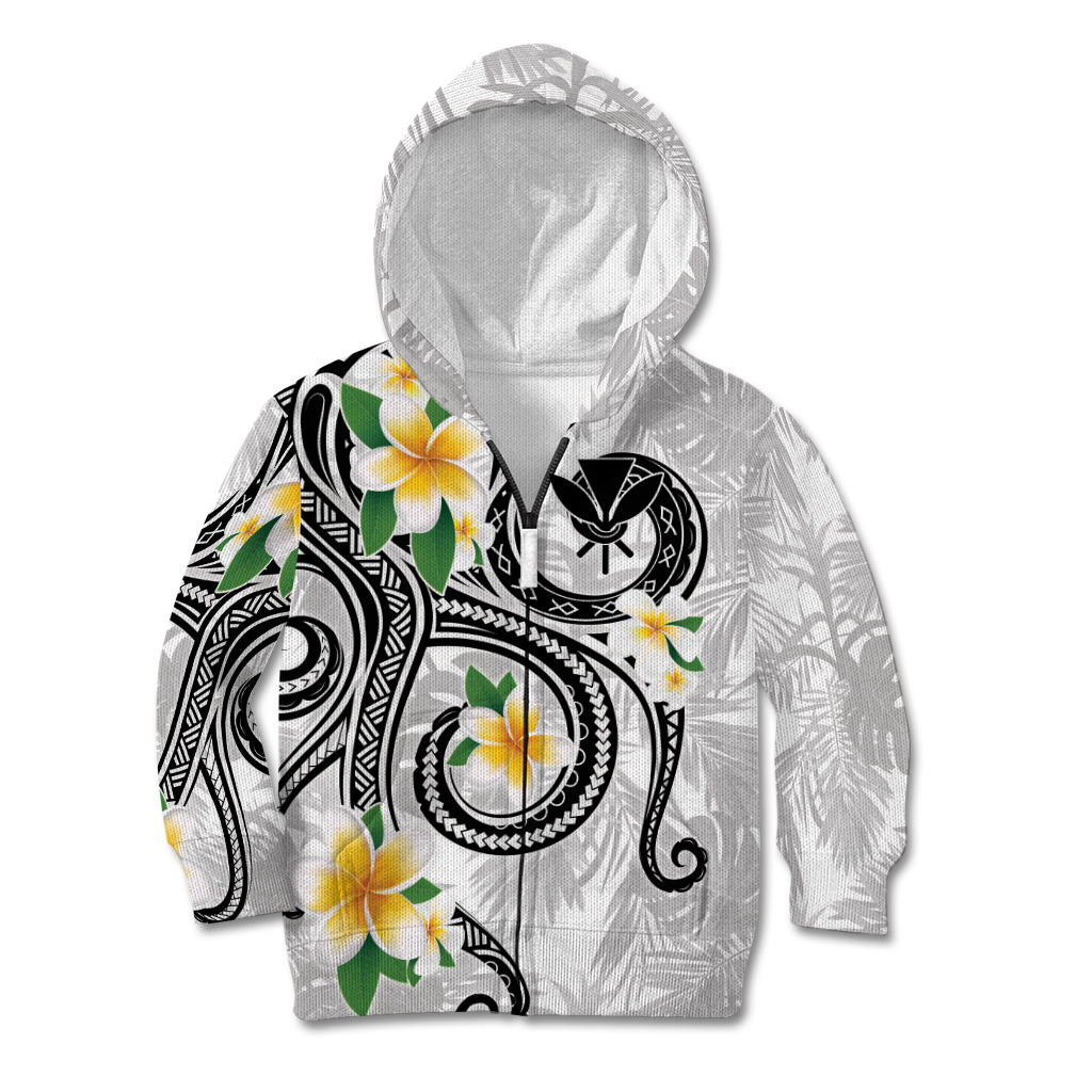Kanaka Maoli Hawaii Plumeria Kid Hoodie Dancing Tentacles White Style LT7 Zip Hoodie White - Polynesian Pride