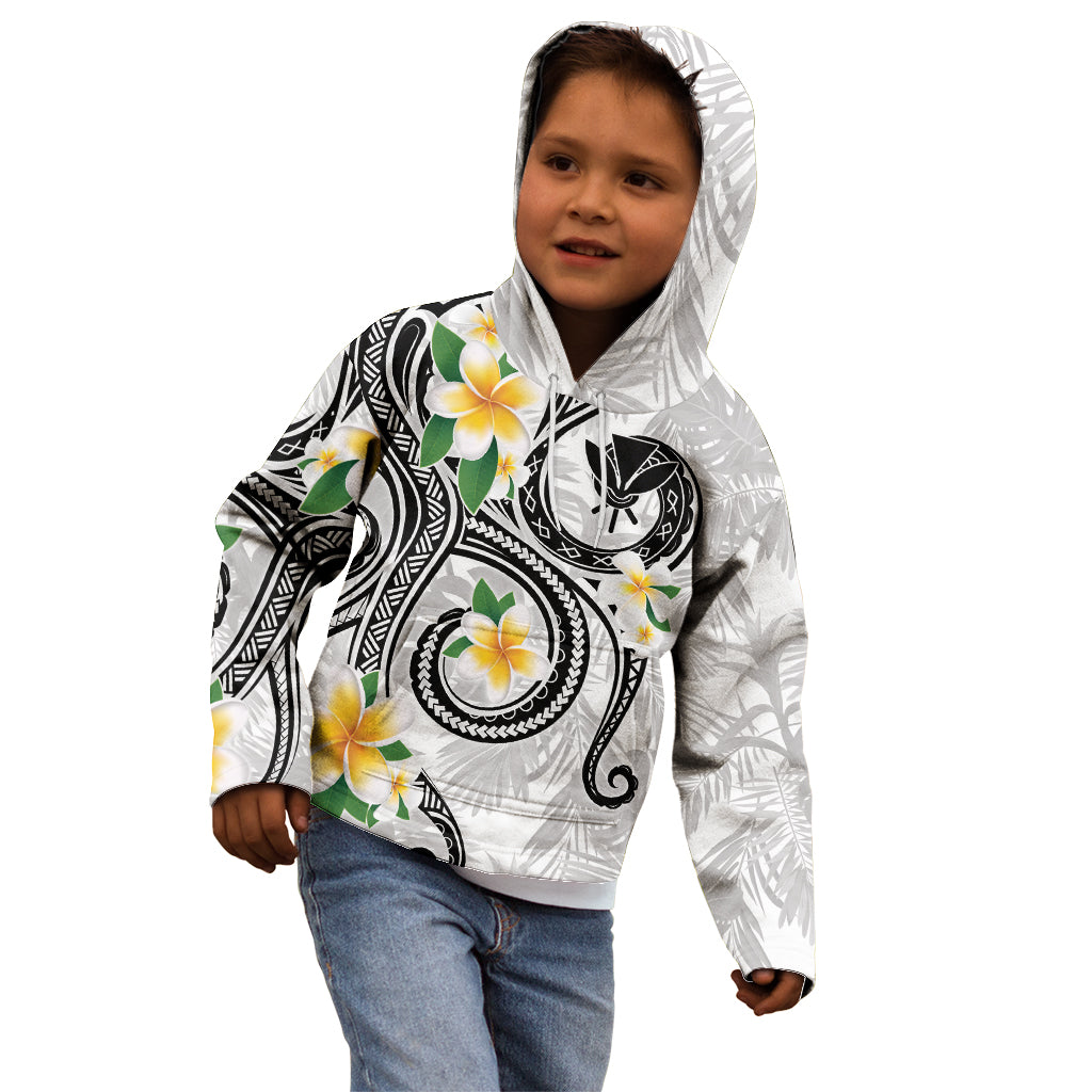 Kanaka Maoli Hawaii Plumeria Kid Hoodie Dancing Tentacles White Style LT7 - Polynesian Pride