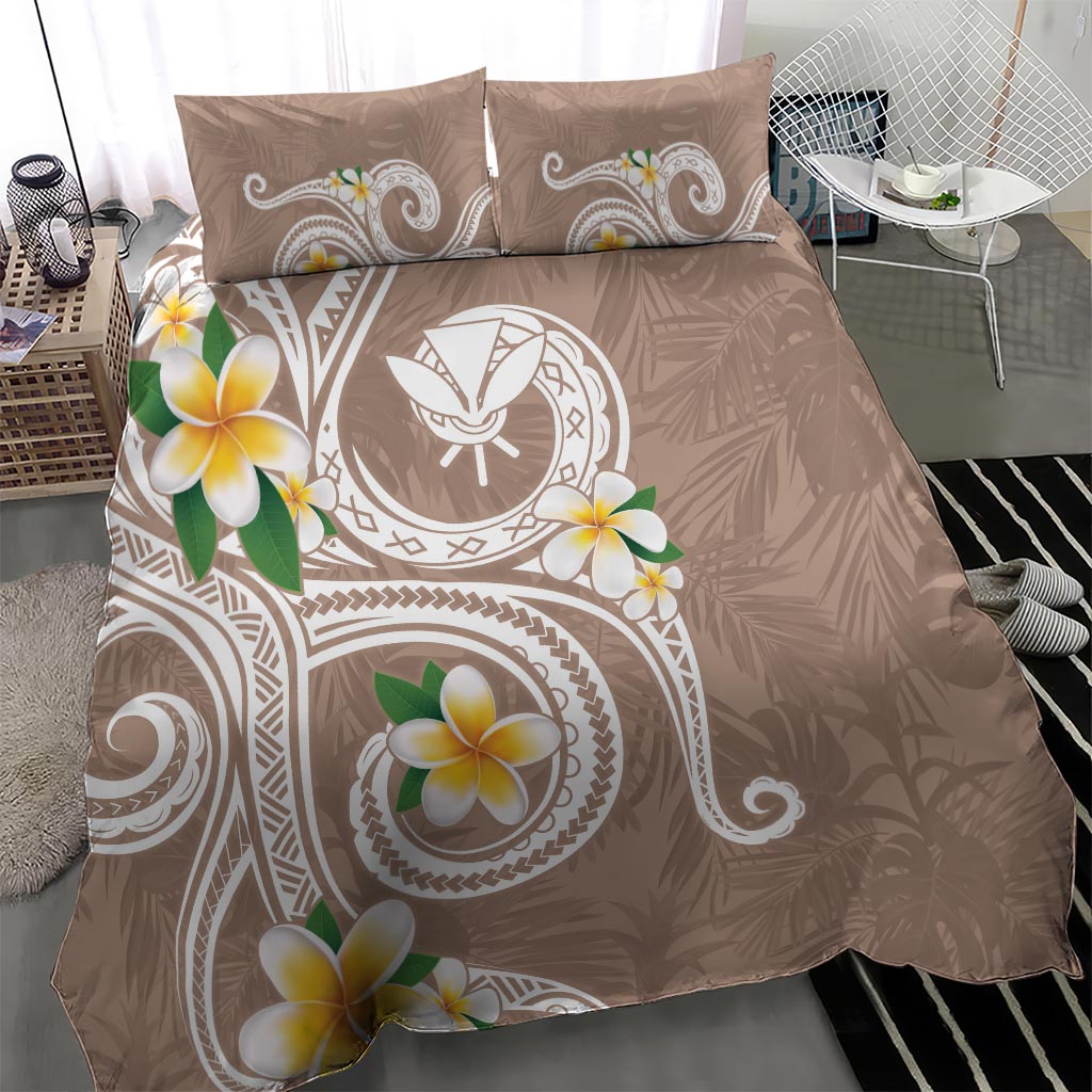 Kanaka Maoli Hawaii Plumeria Bedding Set Dancing Tentacles Beige Style LT7