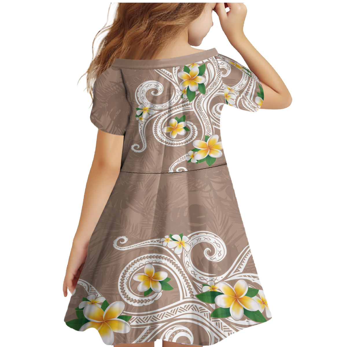 Kanaka Maoli Hawaii Plumeria Family Matching Mermaid Dress and Hawaiian Shirt Dancing Tentacles Beige Style LT7 - Polynesian Pride