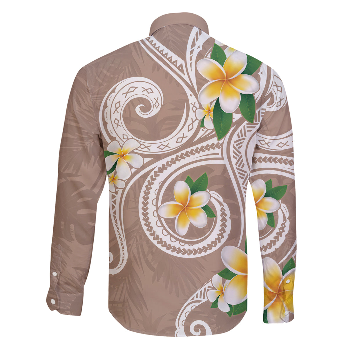 Kanaka Maoli Hawaii Plumeria Family Matching Off Shoulder Short Dress and Hawaiian Shirt Dancing Tentacles Beige Style LT7 - Polynesian Pride