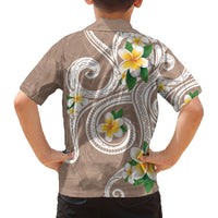 Kanaka Maoli Hawaii Plumeria Family Matching Puletasi and Hawaiian Shirt Dancing Tentacles Beige Style LT7 - Polynesian Pride