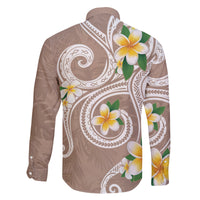 Kanaka Maoli Hawaii Plumeria Family Matching Tank Maxi Dress and Hawaiian Shirt Dancing Tentacles Beige Style LT7 - Polynesian Pride