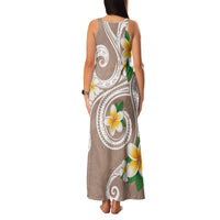 Kanaka Maoli Hawaii Plumeria Family Matching Tank Maxi Dress and Hawaiian Shirt Dancing Tentacles Beige Style LT7 - Polynesian Pride