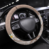 Kanaka Maoli Hawaii Plumeria Steering Wheel Cover Dancing Tentacles Beige Style LT7 Universal Fit Beige - Polynesian Pride