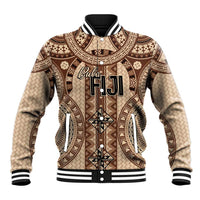 Bula Fiji Vintage Baseball Jacket Brown Masi Motifs