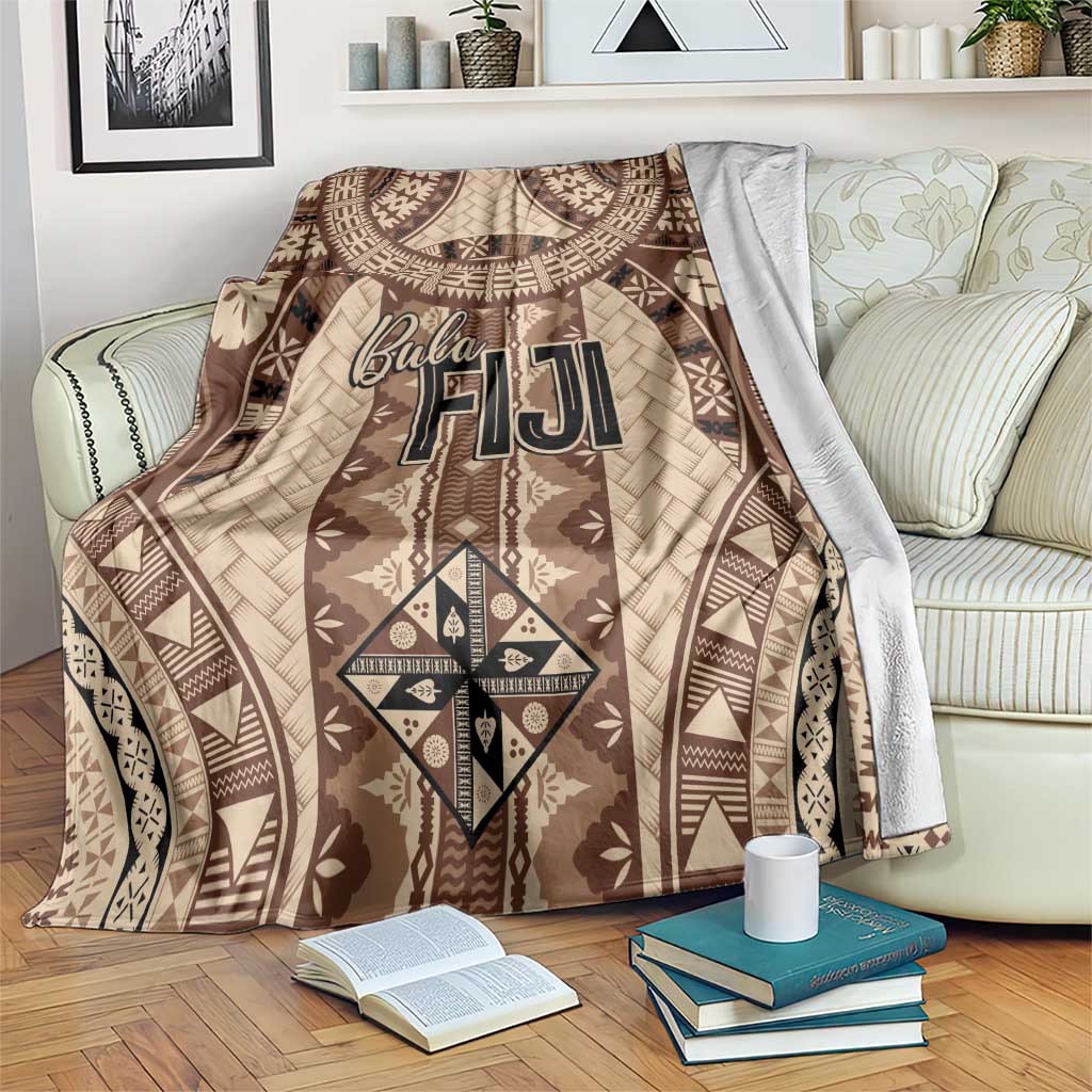 Bula Fiji Vintage Blanket Brown Masi Motifs
