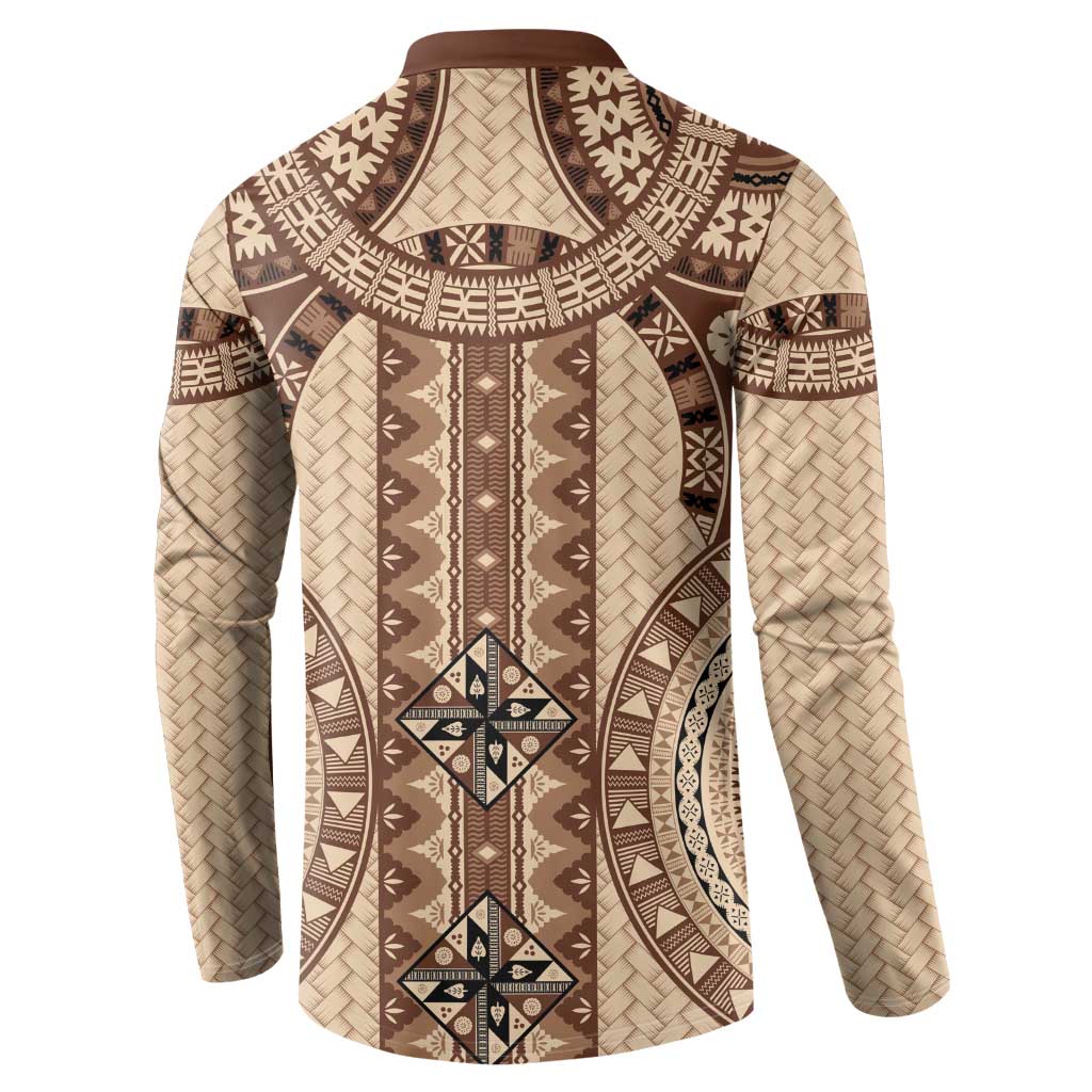 Bula Fiji Vintage Button Sweatshirt Brown Masi Motifs