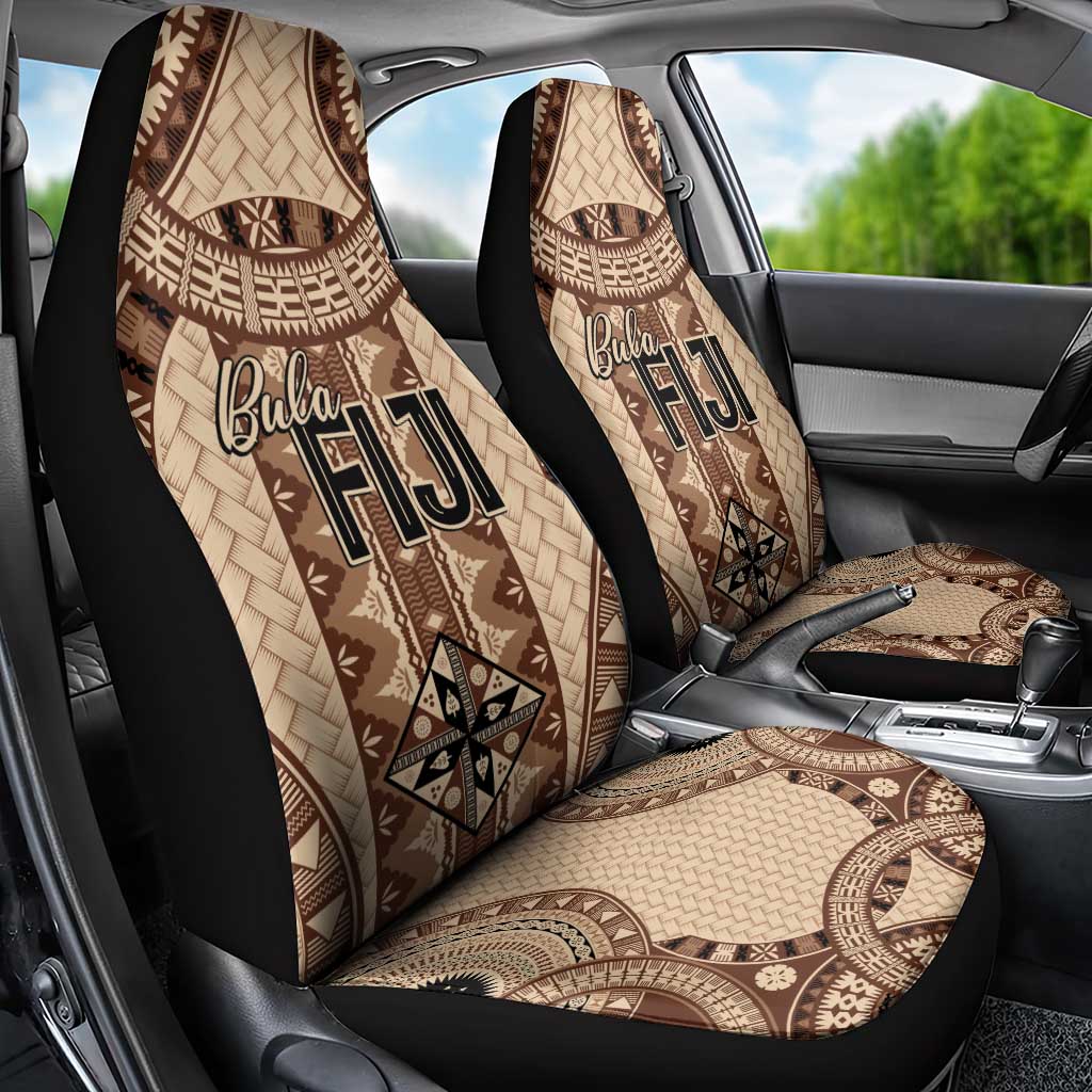 Bula Fiji Vintage Car Seat Cover Brown Masi Motifs LT7 - Polynesian Pride