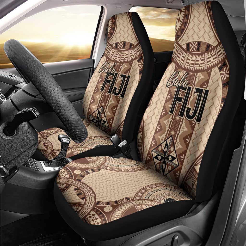 Bula Fiji Vintage Car Seat Cover Brown Masi Motifs LT7 - Polynesian Pride