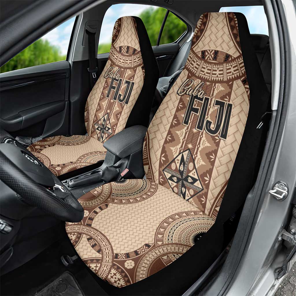 Bula Fiji Vintage Car Seat Cover Brown Masi Motifs LT7 - Polynesian Pride