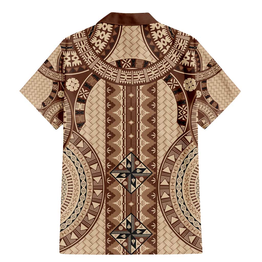 Bula Fiji Vintage Family Matching Mermaid Dress and Hawaiian Shirt Brown Masi Motifs LT7 - Polynesian Pride