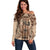 Bula Fiji Vintage Off Shoulder Sweater Brown Masi Motifs