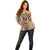 Bula Fiji Vintage Off Shoulder Sweater Brown Masi Motifs