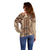 Bula Fiji Vintage Off Shoulder Sweater Brown Masi Motifs