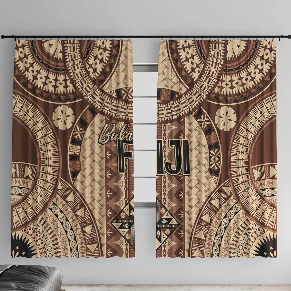 Bula Fiji Vintage Window Curtain Brown Masi Motifs