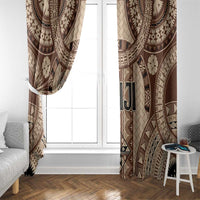 Bula Fiji Vintage Window Curtain Brown Masi Motifs