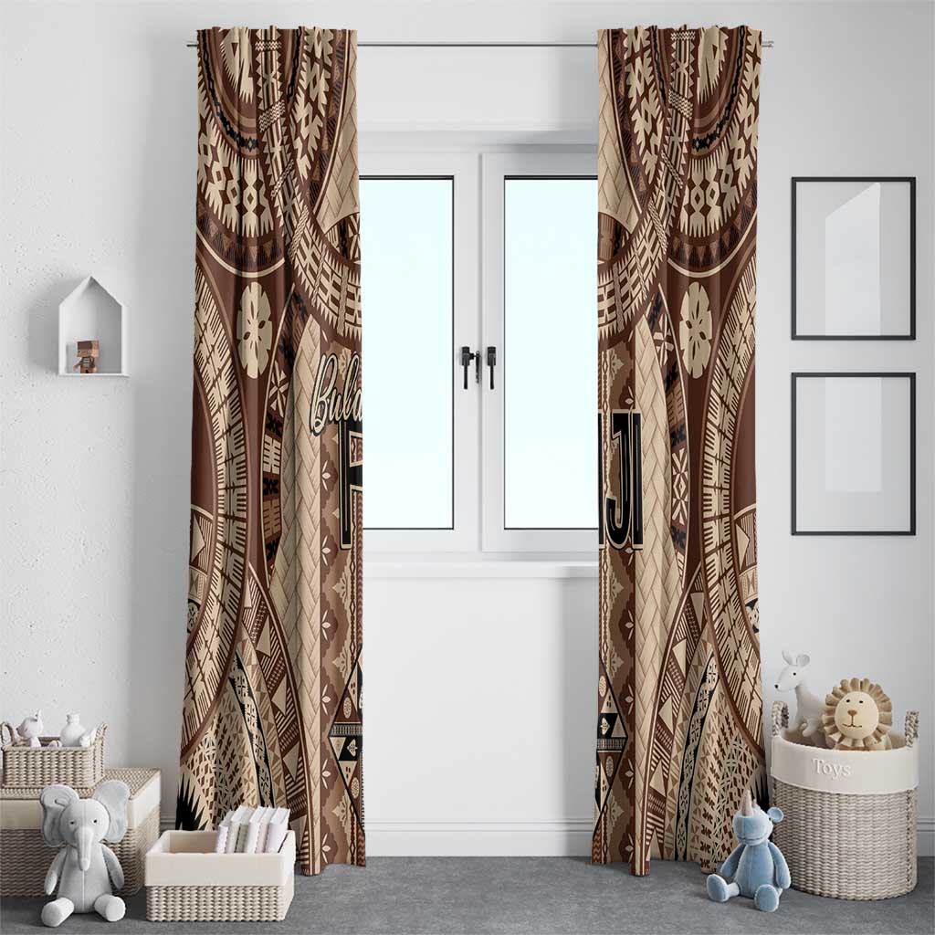 Bula Fiji Vintage Window Curtain Brown Masi Motifs