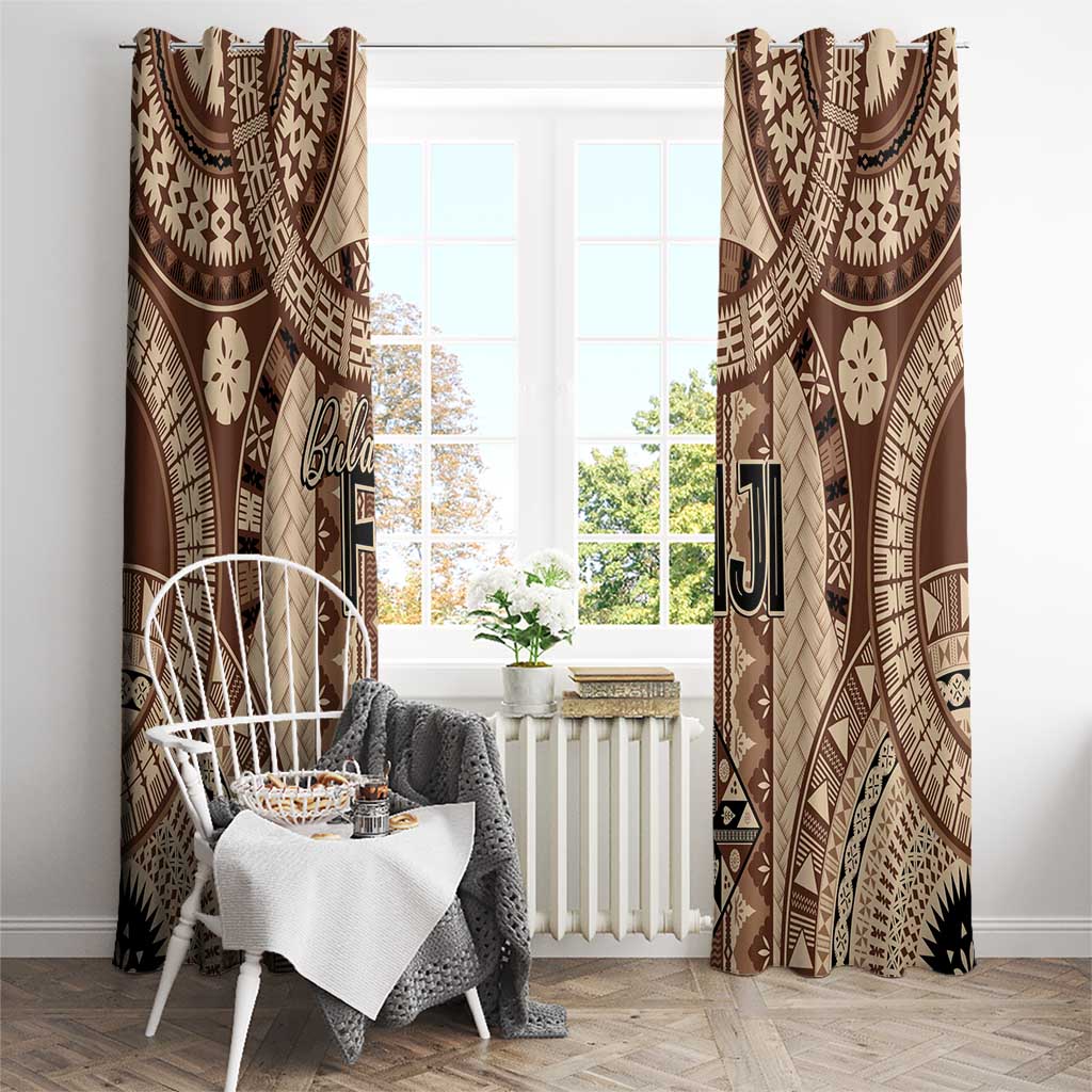 Bula Fiji Vintage Window Curtain Brown Masi Motifs