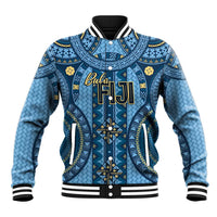 Bula Fiji Vintage Baseball Jacket Prussian Blue Masi Motifs