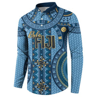 Bula Fiji Vintage Button Sweatshirt Prussian Blue Masi Motifs