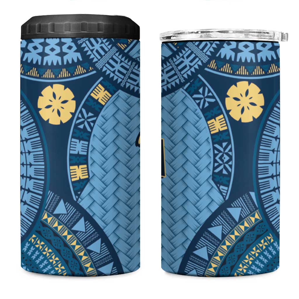 Bula Fiji Vintage 4 in 1 Can Cooler Tumbler Prussian Blue Masi Motifs