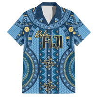 Bula Fiji Vintage Family Matching Short Sleeve Bodycon Dress and Hawaiian Shirt Prussian Blue Masi Motifs LT7 Dad's Shirt - Short Sleeve Prussian Blue - Polynesian Pride