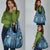 Bula Fiji Vintage Grocery Bag Prussian Blue Masi Motifs