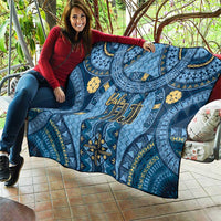 Bula Fiji Vintage Quilt Prussian Blue Masi Motifs