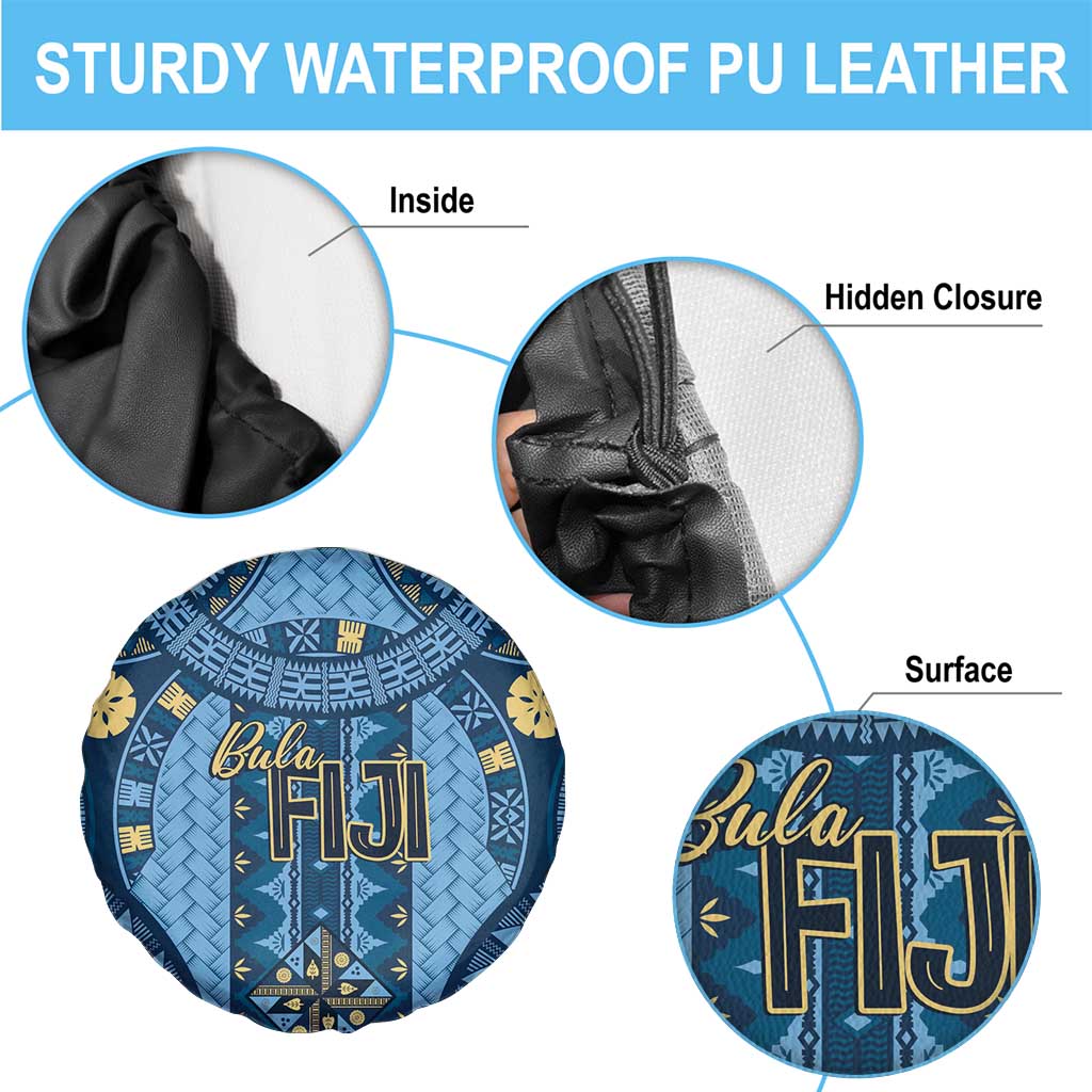 Bula Fiji Vintage Spare Tire Cover Prussian Blue Masi Motifs