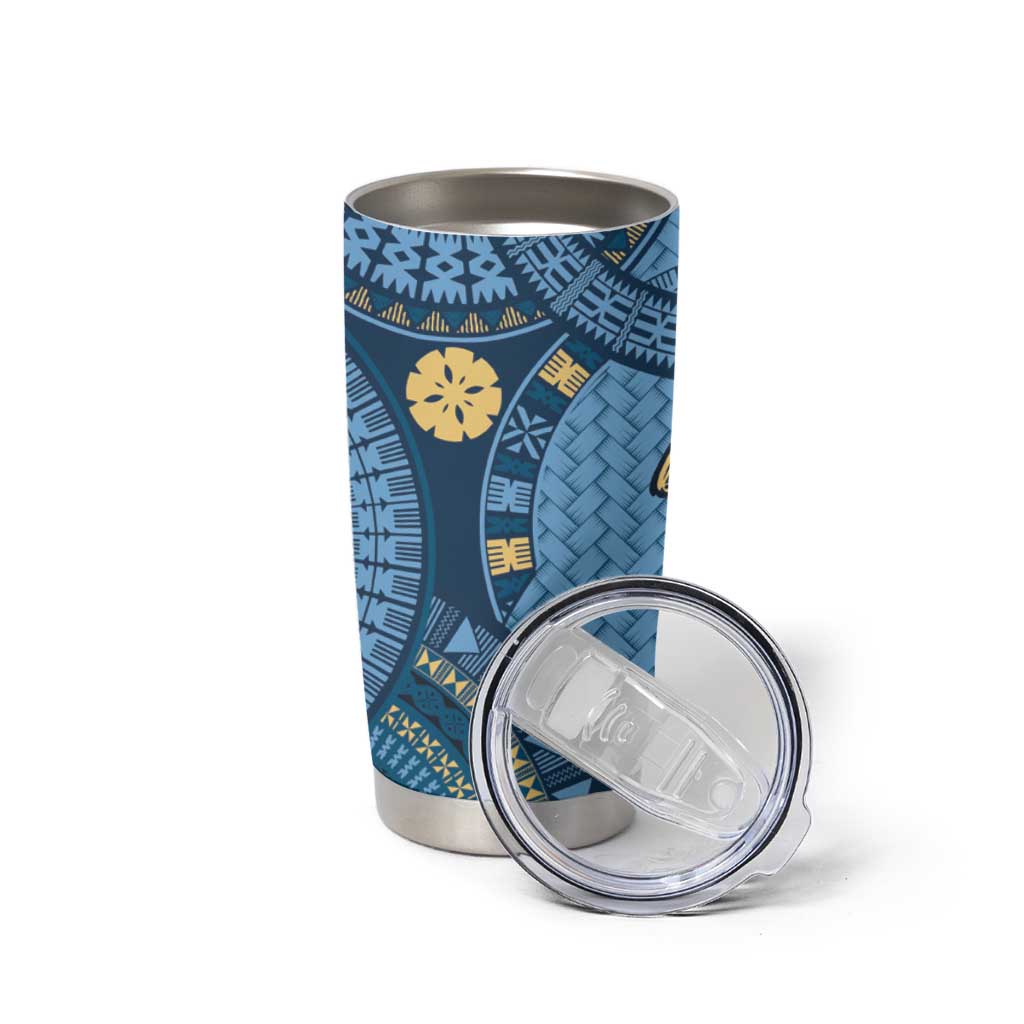 Bula Fiji Vintage Tumbler Cup Prussian Blue Masi Motifs