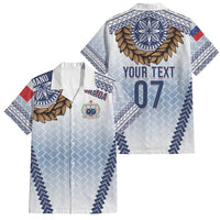Manu Samoa Rugby Custom White Family Matching Long Sleeve Bodycon Dress and Hawaiian Shirt ʻIe Toga Pattern With Brown Ula fala LT7 Dad's Shirt - Short Sleeve White - Polynesian Pride